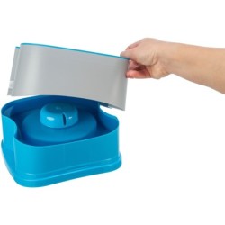 Miska podróżna, ciemnoszara/petrol, plastik, 21x11x21 cm, zapobiegająca rozlewaniu