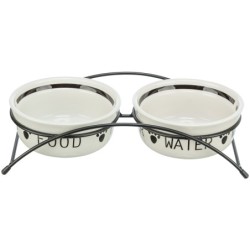 Zestaw misek ceramicznych na stojaku Eat on Feet 0.6 l/o 15 cm  biało czarne