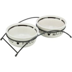 Zestaw misek ceramicznych na stojaku Eat on Feet 2.6 l/o 25 cm biało czarne