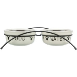 Zestaw misek ceramicznych na stojaku Eat on Feet 2.6 l/o 25 cm biało czarne