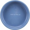 Miska dla kotów ras krótkopyskich, ceramiczna, 0.3 l/o 15 cm, jasnoniebieski/biały