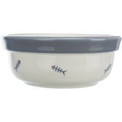 MISKI CERAMICZNE NA STOJAKU 250 ml/śr.12,5 cm, biały/szary/niebieski