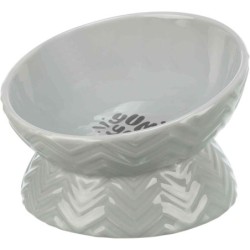 Miska podwyższona, dla psa, ceramika, szara, 0.35 l/17 cm
