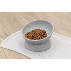 Miska podwyższona, dla psa, ceramika, szara, 0.35 l/17 cm