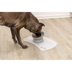 Miska podwyższona, dla psa, ceramika, szara, 0.35 l/17 cm