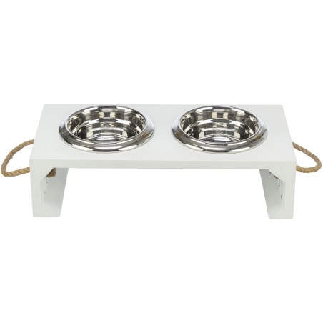 BE NORDIC, zestaw misek, dla psa, MDF/stal nierdzewna, biała, 2 × 0.4 l/o 14 cm/38 × 18 × 10 cm