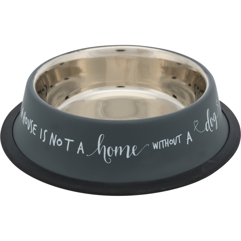 Miska, szara, stal nierdzewna/guma, 0.45 l/o 19 cm, z gumową podstawą