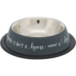 Miska, szara, stal nierdzewna/guma, 0.45 l/o 19 cm, z gumową podstawą