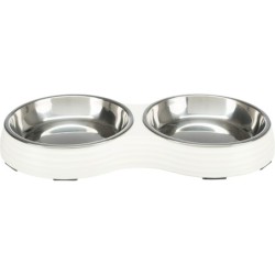 Zestaw misek, biały, melamina/stal nierdzewna, 2 × 0.2 l/o 13 cm/27 × 3 × 14 cm