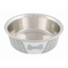 Miska ze stali nierdzewnej antypoślizgowa, 0.4 l/? 14 cm, biało/szara