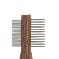 Ekskluzywny grzebień dwustronny, dla zwierząt, rączka drewno orzechowe, metalowe zęby, wym. 5x14,3cm