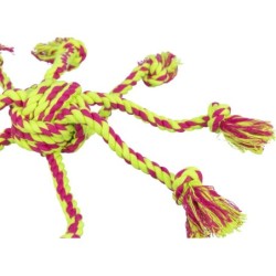 Piłka z linkami, zabawka, dla psa, limonkowy/różowy, bawełna/poliester, 7 cm