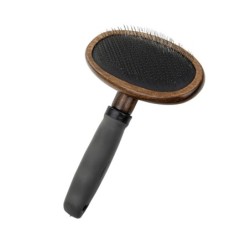 Ekskluzywna szczotka pudlówka, dla zwierząt, drewno bukowe, stal, tworzywo TPR, wym. 12,6x18,7cm