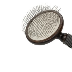 Ekskluzywna szczotka pudlówka, dla zwierząt, drewno bukowe, stal, tworzywo TPR, wym. 9,2x18,5cm