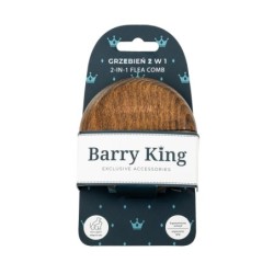 Ekskluzywny grzebień 2 w 1, do wyczesywania pcheł ze zgrzebłem, okrągły, drewno bukowe, stal, plastik PP, średnica 9,1cm