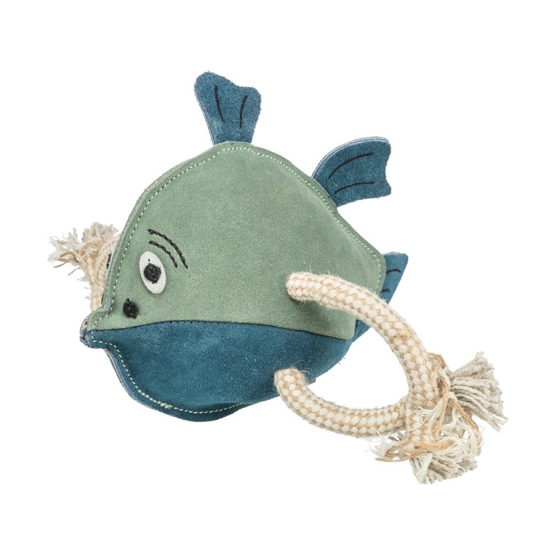 Ryba na linie, zabawka, dla psa, skóra/lina, 28 cm