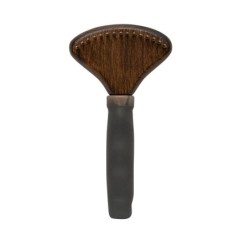 Ekskluzywne zgrzebło, dla zwierząt, drewno bukowe, stalowe piny, tworzywo TPR, wym.9,5x17,5cm