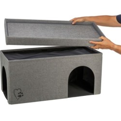 Kimy, legowisko zamknięte, dla kota, jasnoszare, 76 x72 x 37 cm, dwupiętrowe