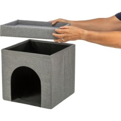 Kimy, legowisko zamknięte, dla kota, jasnoszare, 76 x72 x 37 cm, dwupiętrowe