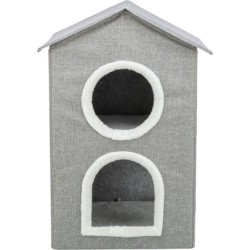 Kimy, domek, dla kota, jasnoszary, 47 x67 x 47 cm, dwupiętrowy