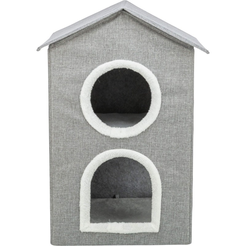 Kimy, domek, dla kota, jasnoszary, 47 x67 x 47 cm, dwupiętrowy