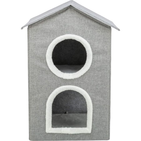 Kimy, domek, dla kota, jasnoszary, 47 x67 x 47 cm, dwupiętrowy