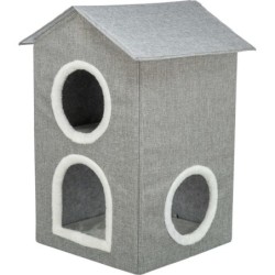 Kimy, domek, dla kota, jasnoszary, 47 x67 x 47 cm, dwupiętrowy