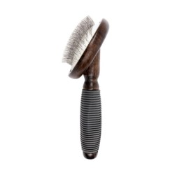 Ekskluzywna szczotka pudlówka, dla zwierząt, drewno bukowe, stal, tworzywo TPR, wym. 9,1x17,9cm
