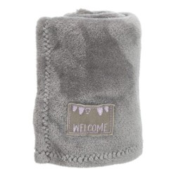 Zestaw Junior królik z kocem, plusz, 75 x 50 cm, szary/liliowy