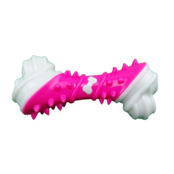 Zabawka gryzak dla psa kość, różowa, TPR, 12,5 cm