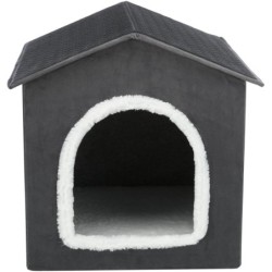 Livia, legowisko zamknięte, dla psa/kota, ciemnoszare/białe, 50x50x54 cm