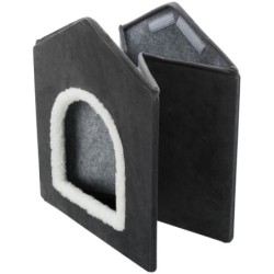 Livia, legowisko zamknięte, dla psa/kota, ciemnoszare/białe, 50x50x54 cm