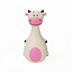 Zabawka dla psa, krowa, biała, guma lateksowa, 13 cm