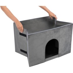 Harvey, legowisko zamknięte ze schodami, dla psa/kota, szare/białe/czarne, 119 x 47 x 50 cm