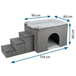 Harvey, legowisko ze schodami, dla psa/kota, szare/biało-czarne, 154 x 60 x 60 cm