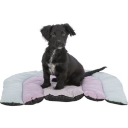 Junior patchwork mata, dla szczeniąt/kociąt, welur, 68 × 62 cm, miętowy/jasnoliliowy/różowy