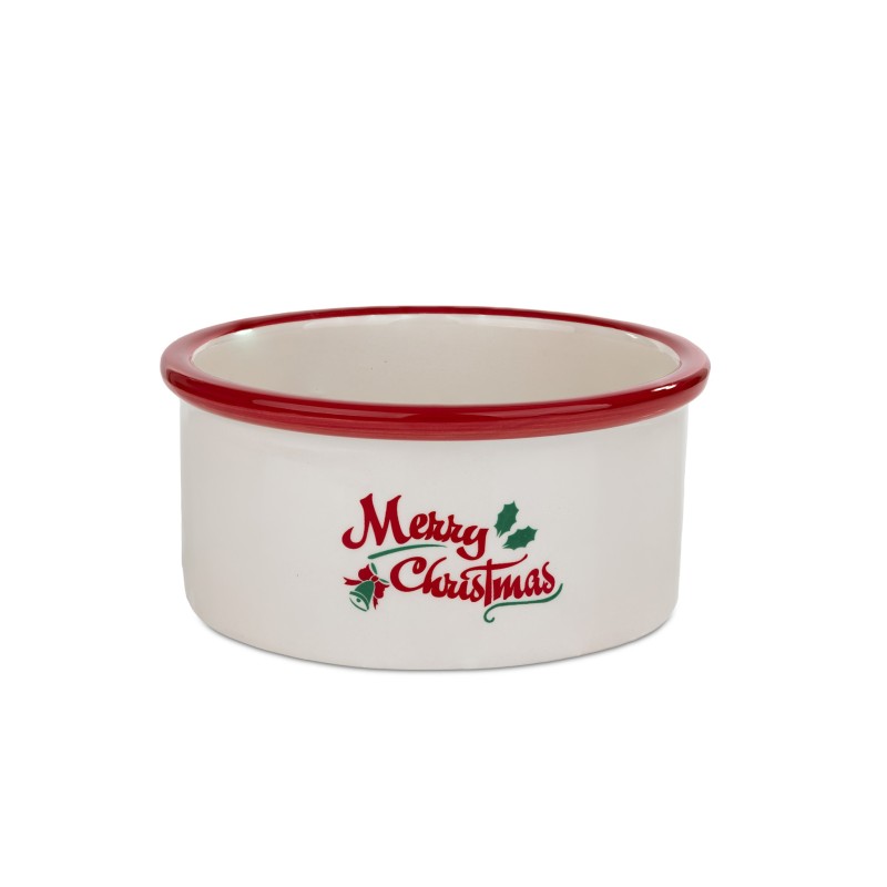 Miska ceramiczna dla psa, Merry Christmas, czerwona, 16x6cm