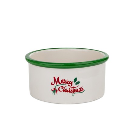 Miska ceramiczna dla psa, Merry Christmas, zielona, 16x6cm