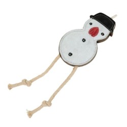 Zabawka, dla psa, skórzana Bałwan 21x12 cm + 19 cm lina