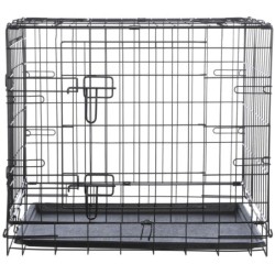 Klatka kennelowa, dla psa, czarna, S: 64 × 54 × 48 cm,