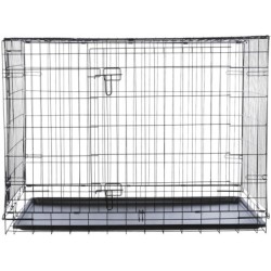 Klatka kennelowa, dla psa, czarna, L: 109 × 79 × 71 cm