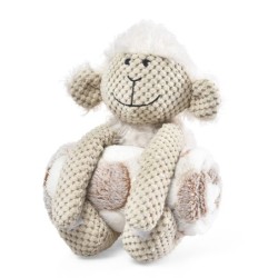 Zestaw: Owieczka zabawka pluszowa dla psa 27x23cm + miękki kocyk 70x60cm