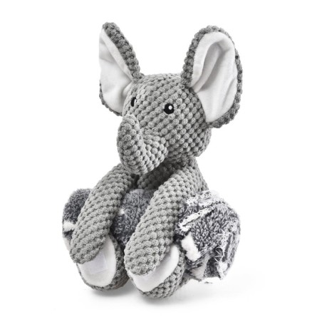 Zestaw: Słonik zabawka pluszowa dla psa 31,5x27cm + miękki kocyk 70x60cm