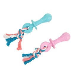 Zabawka, dla psa, smoczek, 12, 5 cm, z liną bawełnianą