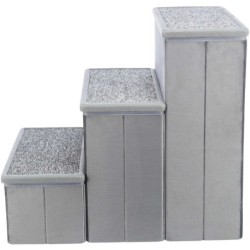 Schody, dla psa/kota, szare, 34 x 45 x 50 cm, ze schowkami