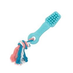 Zabawka, dla psa, szczoteczka, 12,5 cm, z liną bawełnianą