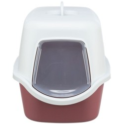 Vico, kuweta kryta, dla kota, jagodowa/biała, plastik, 40x40x56cm