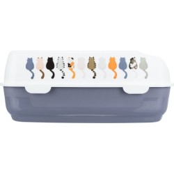 Delio, kuweta, dla kota, szara/biała, plastik, 35x20x48cm, wysoka