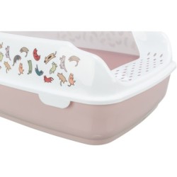 Delio, kuweta, dla kota, z ramką, liliowa/biała, 38 × 20 × 50 cm, z nadrukiem