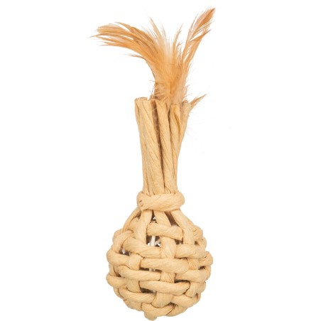 Zabawka, da kota, przędza papierowa, z piórami, 15 cm